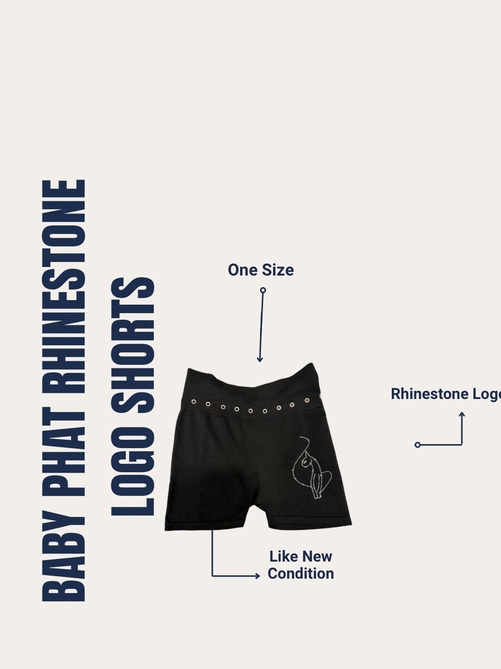 Baby Phat Black Rhinestone Logo Bike Shorts
